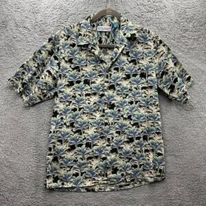 Tori Richard Uniforms Small Palm Tree Design Hawaiian‎ Shirt Luau Tropical Party